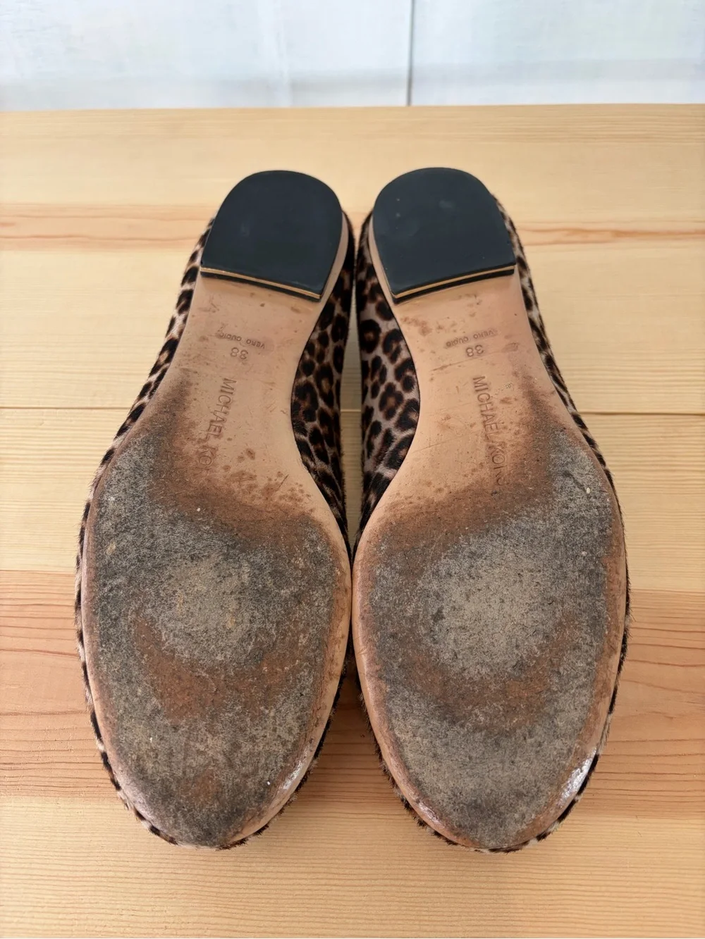 Michael Kors Leopard-Print Ballet Flats with Gold Hardware